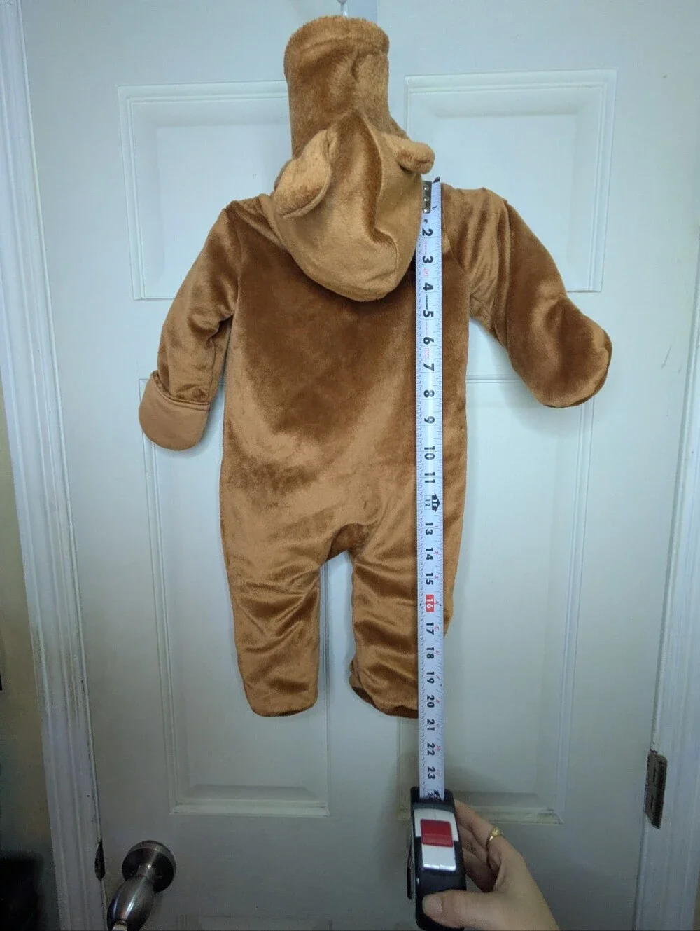 Carter's Brown Plush Hooded Baby One-Piece with Bear Feet And Bear Ears